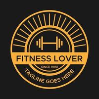 logotype de gym.logos de fitness vintage. forme de cercle. modèle de logo de style rétro.couleur dorée. vecteur