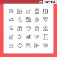 25 lignes universelles définies pour les applications web et mobiles outil échelles de boule de volume éléments de conception vectoriels modifiables en masse vecteur
