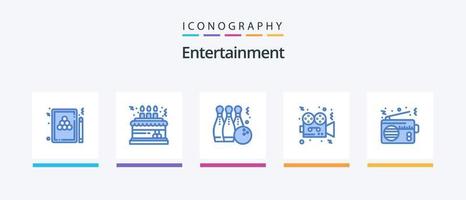 pack d'icônes de divertissement bleu 5, y compris la vidéo. film. décoration. jouer. Balle. conception d'icônes créatives vecteur