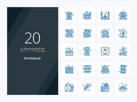 20 icône de couleur bleue eid mubarak pour la présentation vecteur