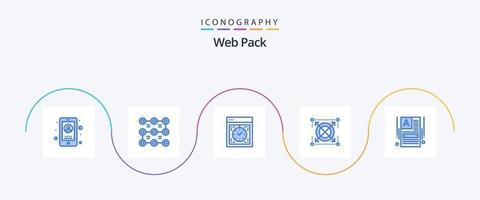 pack web pack bleu 5 icônes comprenant la création d'un site web. référencement. ordinateur. cibler. la toile vecteur