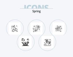 pack d'icônes de ligne de printemps 5 conception d'icônes. griffonnage. main qui grandit. graine. graine. feuille vecteur