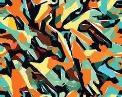 motif safari camouflage coloré. illustration pour papier peint, tissus, emballages, cartes postales, cartes de voeux, invitations de mariage, bannières, web. vecteur