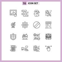 aperçu de l'interface mobile ensemble de 16 pictogrammes d'instruments de tir à l'arc éléments de conception vectoriels modifiables de micro de musique mobile vecteur