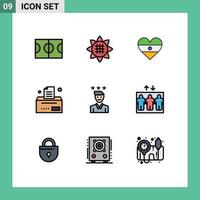 ensemble de 9 symboles d'icônes d'interface utilisateur modernes signes pour la carrière d'emploi flg affaires éléments de conception vectoriels modifiables vecteur