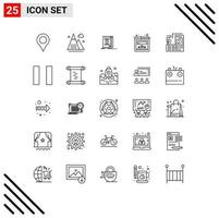 pack d'icônes vectorielles stock de 25 signes et symboles de ligne pour le site Web de construction évaluation de la nature roman éléments de conception vectoriels modifiables vecteur