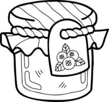 illustration de pot de confiture de myrtille dessiné à la main vecteur