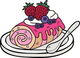 illustration de gâteau aux fraises dessiné à la main vecteur