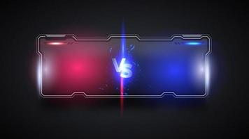 modèle de bannière moderne vs versus battle headline, fond brillant rouge et bleu, jeu de combat, interface de jeu vecteur