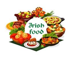 cuisine irlandaise plats de viande végétale avec dessert vecteur