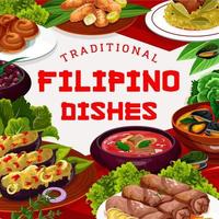 affiche de vecteur de plats de cuisine asiatique philippine