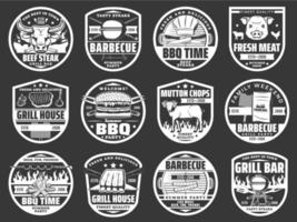 barbecue steaks et burgers pique-nique, boucherie vecteur