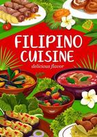 cuisine philippine, plats asiatiques nationaux vecteur