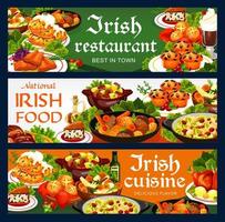 cuisine irlandaise viande, légume, poisson, bannières alimentaires vecteur