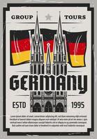 cathédrale de Cologne. affiche de voyage en allemagne vecteur