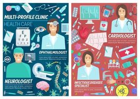 diagnostic médical ophtalmologiste et neurologue vecteur