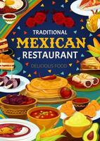 cuisine mexicaine traditionnelle, menu des repas au restaurant vecteur