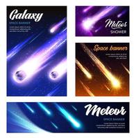 astéroïdes et météorites, bannières de l'espace galaxie vecteur