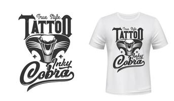 t-shirt cobra imprimé ou tatouage, mascotte vectorielle vecteur