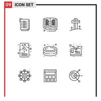 ensemble de 9 symboles d'icônes d'interface utilisateur modernes signes pour la gestion d'étude en ligne de plan stratégique éléments de conception vectoriels modifiables de pâques vecteur