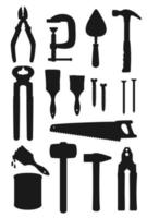 marteau, scie, peinture, pinceau, pince. outils de travail vecteur