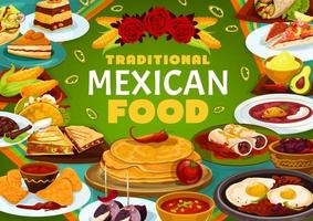 cuisine mexicaine traditionnelle, menu du restaurant vecteur