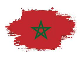 dessin à la main coup de pinceau maroc drapeau vecteur