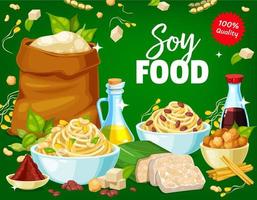 produits alimentaires bio naturels à base de soja et de soja vecteur