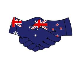 poignée de main drapeaux australie et nouvelle-zélande vecteur
