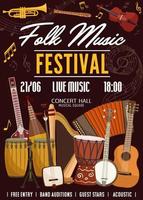 festival de musique folklorique, instruments de musique traditionnels vecteur