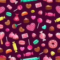 modèle sans couture de gâteaux de bonbons sucrés saint valentin vecteur