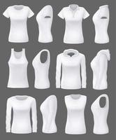 modèles de maquette de vêtements femme, chemises de sport blanches vecteur