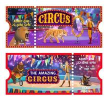 billets de cirque pour chapiteau, spectacle de divertissement admis vecteur