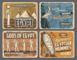 dieux de l'égypte antique, pyramides de pharaons, hiéroglyphes vecteur