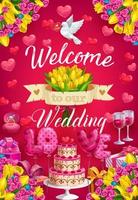 invitation à la cérémonie de mariage, bienvenue enregistrer la date vecteur