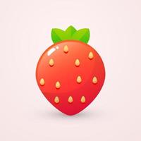 mignon, fraise, icône, vecteur, illustration vecteur