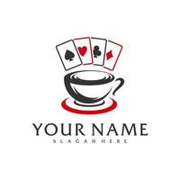 modèle vectoriel de logo de poker de café, concepts créatifs de conception de logo de poker