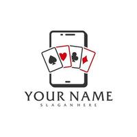 modèle vectoriel de logo de poker de téléphone, concepts créatifs de conception de logo de poker