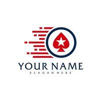 modèle vectoriel de logo de poker rapide, concepts de conception de logo de poker créatif