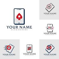 ensemble de modèles vectoriels de logo de poker téléphonique, concepts de conception de logo de poker créatif vecteur