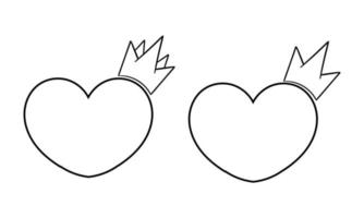 coeur et couronne dessinés à la main vecteur