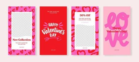 ensemble de bannière de vente de saint valentin pour le vecteur de modèle de publication de médias sociaux