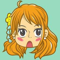 nami kawai chibi mignon, anime one piece. conception de vecteur et art de griffonnage. pour icône, logo, collection et autres.