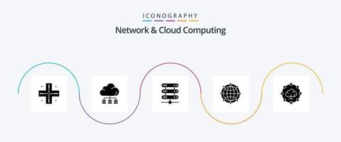 pack d'icônes réseau et cloud computing glyphe 5, y compris réseau. La technologie. Les données. réseau. global vecteur