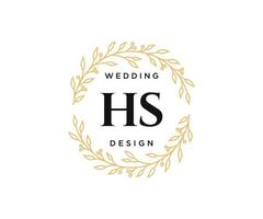 hs initiales lettre collection de logos de monogramme de mariage, modèles minimalistes et floraux modernes dessinés à la main pour cartes d'invitation, réservez la date, identité élégante pour restaurant, boutique, café en image vectorielle vecteur