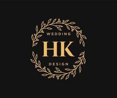 collection de logos de monogramme de mariage lettre initiales hk, modèles minimalistes et floraux modernes dessinés à la main pour cartes d'invitation, réservez la date, identité élégante pour restaurant, boutique, café en image vectorielle vecteur