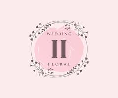 ii initiales lettre modèle de logos de monogramme de mariage, modèles minimalistes et floraux modernes dessinés à la main pour cartes d'invitation, réservez la date, identité élégante. vecteur