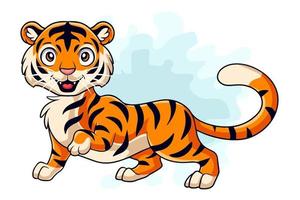 dessin animé drôle de tigre dessin animé isolé sur fond blanc vecteur