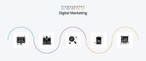 pack d'icônes de glyphe de marketing numérique 5 comprenant un graphique. argent. Tâches. presse-papiers vecteur