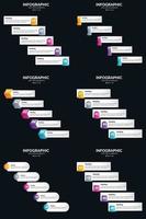 vecteur 6 infographie pack présentation modèle de diapositive 5 étapes cycle diagrammes et chronologies